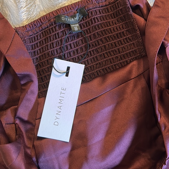 Dynamite Satin Cami, Burgundy, XXS - Picture 5 of 6